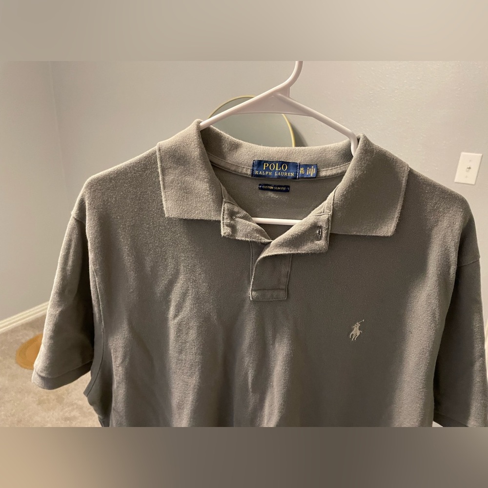 Grey men’s XL/extra large polo Ralph Lauren custom slim fit collar polo shirt